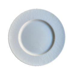Assiette plate blanche bord texturé en relief Ø28cm vue dessus