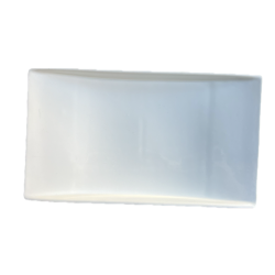 Assiette rectangulaire blanche minimaliste finition brillante 28cm vue dessus