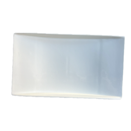 Assiette rectangulaire blanche minimaliste finition brillante 28cm vue dessus