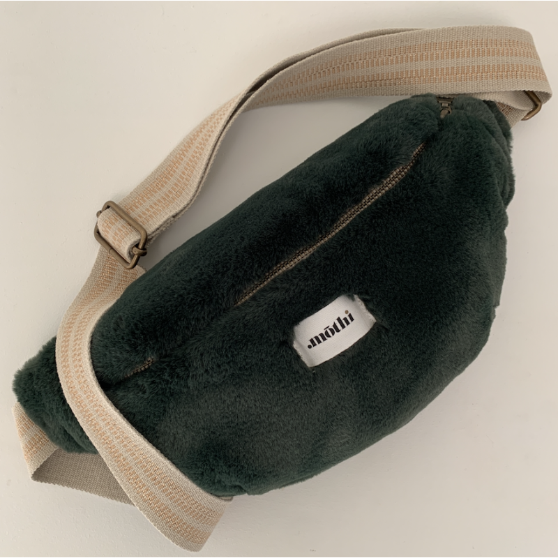 Sac banane vert peluche