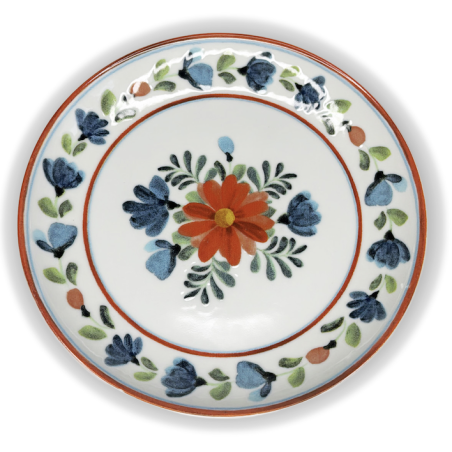 Assiette Fontebasso 1760 – Décor floral bleu et rouge – Fine Porcelaine Made in Italy