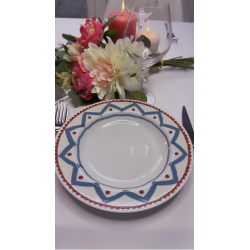 Assiette creuse décor étoile bleue rouge – Style méditerranéen