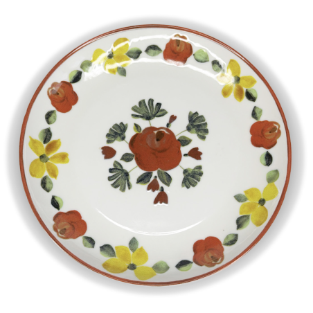 Assiette Fontebasso 1760 – Décor floral rouge et vert – Fine Porcelaine Made in Italy