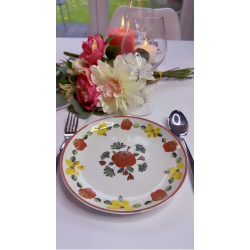 Assiette Fontebasso 1760 décor floral rouge vert – Made in Italy