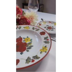 Plat Pastabowl Fontebasso 1760 – Décor Pasta bowl Oliva Sorrento - Décor floral rouge et vert