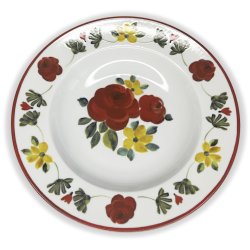 Pastabowl Fontebasso 1760 décor Pasta  Bowl : Oliva Soorento Décor floral rouge et vert