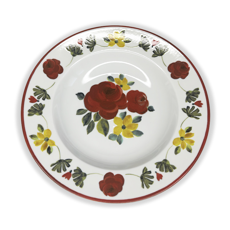 Pastabowl Fontebasso 1760 décor Pasta  Bowl : Oliva Soorento Décor floral rouge et vert