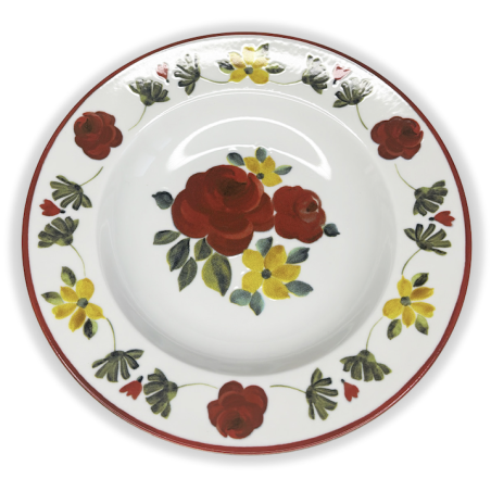 Plat Pastabowl Fontebasso 1760 – Décor Pasta bowl Oliva Sorrento - Décor floral rouge et vert