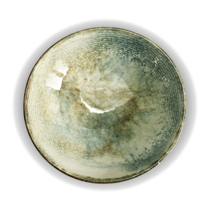 Assiette creuse Kütahya Porselen – Glaçure réactive vert sauge et brun – Made in Türkiye
