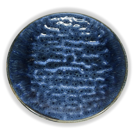 Assiette plate Kütahya Porselen glaçure réactive bleu nuit vue dessus
