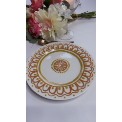 Grande assiette creuse décor roses rouges et fleurs jaunes – Floral
