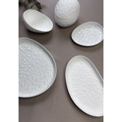 Plateau TEARS Cookplay Bilbao – Relief larmé porcelaine blanche