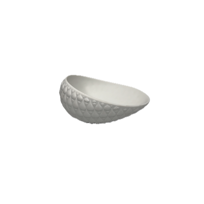 Coupelle ovale texturée blanche TEARS Cookplay Bilbao relief vue dessus
