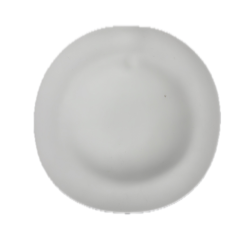 Assiette décorative ronde blanche relief subtil contour vue dessus