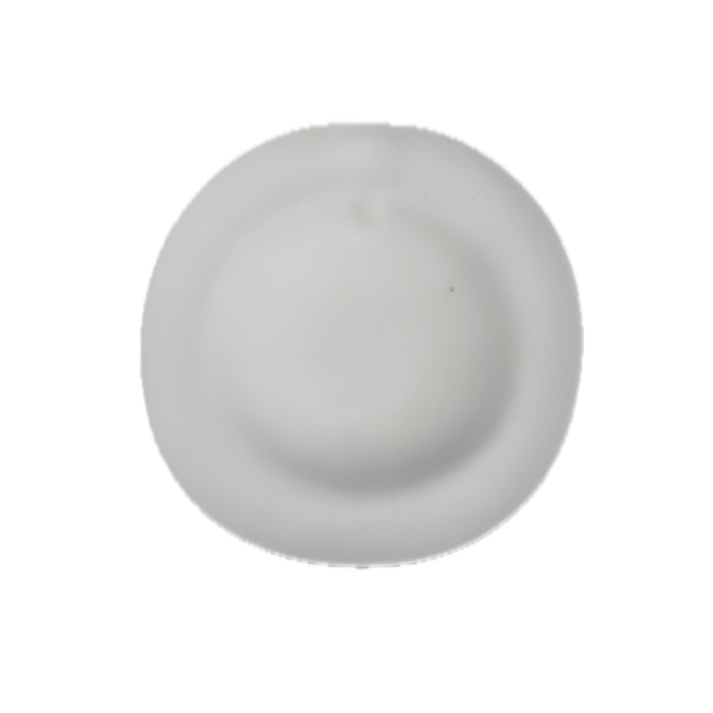 Assiette décorative ronde blanche relief subtil contour vue dessus
