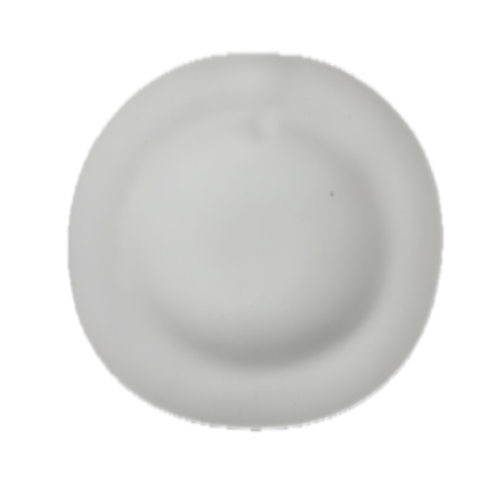 Assiette décorative ronde blanche relief subtil contour vue dessus