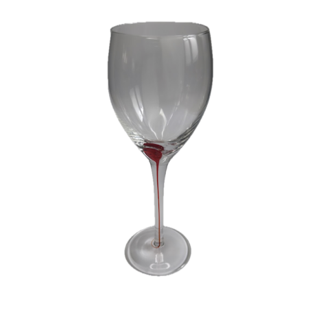 Verre à vin transparent forme tulipe pied fin pastille noire vue de face