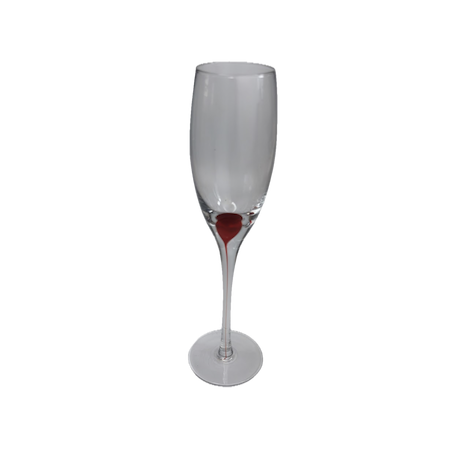 Flûte à champagne transparente très élancée pied fin pastille noire vue de face