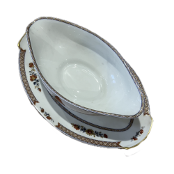 Saucière ancienne porcelaine Limoges décor floral Manufacture Royale France