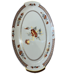 Plat ovale service porcelaine Limoges décor floral Manufacture Royale 37cm