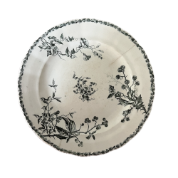 Assiette plate terre de fer Hippolyte Boulenger décor floral fin Ø24cm