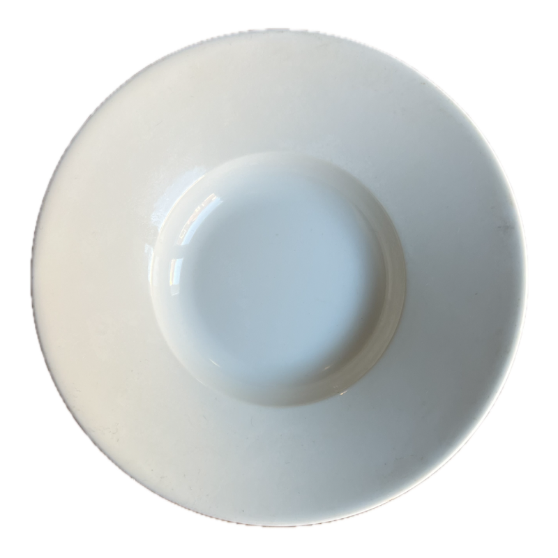 Assiette creuse blanche design épuré finition brillante Ø23cm vue dessus