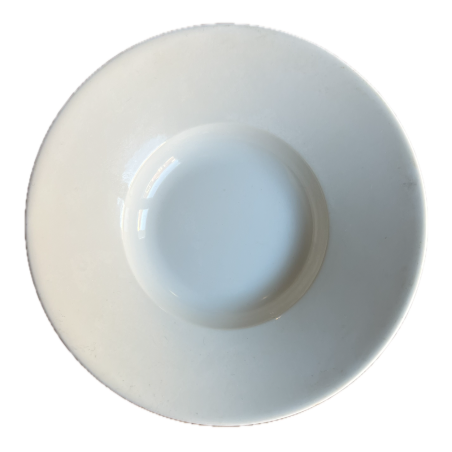 Assiette creuse blanche design épuré finition brillante Ø23cm vue dessus
